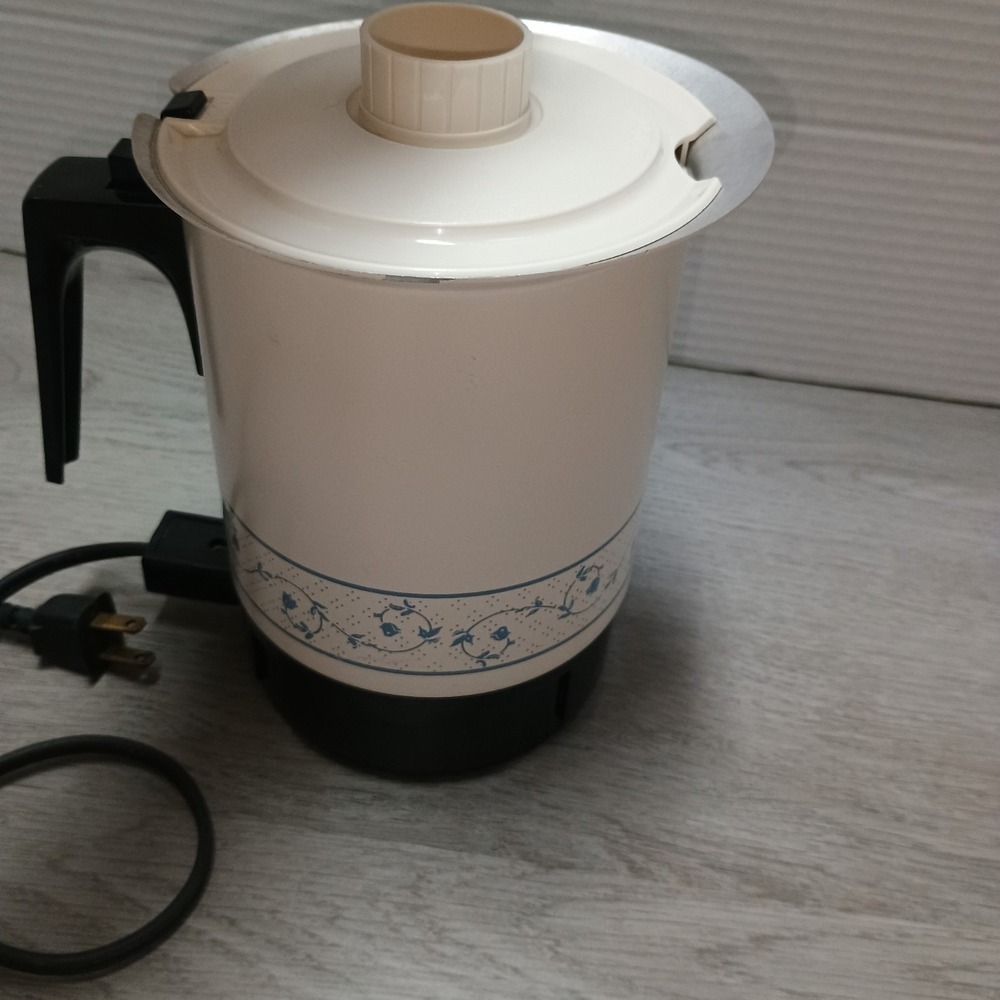 Vintage West Bend Hot Pot Hot Water Tea Pot Electric White Floral 36 Oz - Picture 5 of 7